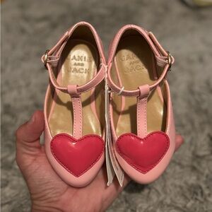 Janie and Jack Pink T-Strap Heart Shoes